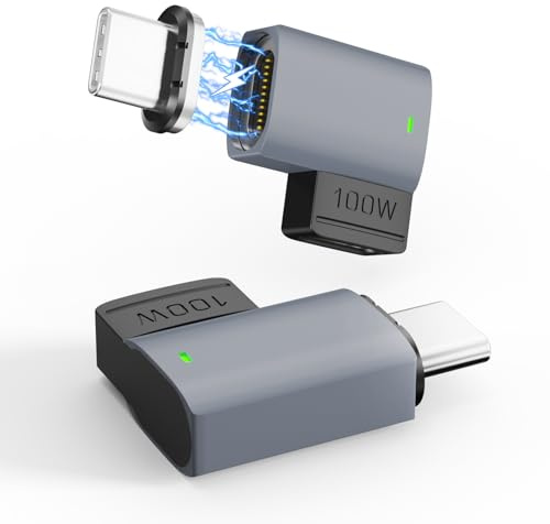 Tciogrxp USB C Magnetic Adapter 100W, Magnetic USB C Adapter with 11 Pins, 480Mbps Data Transfer, PD Fast Charging for MacBook Pro/Air, Type C Devices 1adapters, 2 Plugs