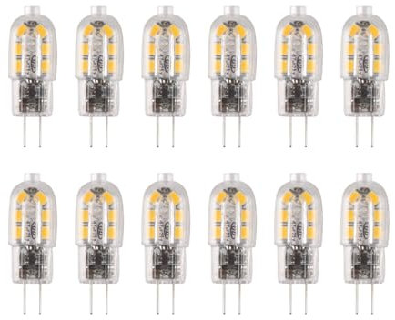 Liuyife 12 Pezzi Lampadine LED Bi-Pin G4, Lampadina Da 2W 12V CA/CC Bianco Caldo 3000K, 2W Sostituisce La Lampada Alogena Da 20W, 200LM, Non Dimmerabile, Adatta per Una Varietà Di Lampade Con Base G4