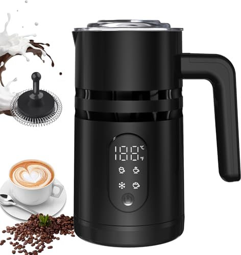 Gudac Espumador de leche eléctrico, espumador y vaporizador de leche 5 en 1, calentador y calentador de leche, espuma de leche caliente y fría, leche caliente, leche de chocolate, espumador de café,