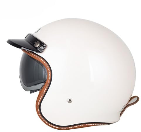 OZXDKJ Motorrad Open Face Helme, Motorrad Mit Visier Offener Helme, DOT/ECE-Zulassung Motorrad Halbhelme Herren Damen, Vintage Motorradhelm Klapphelme, Chopper Scooter Moped Helme,L=(59-60cm),AA