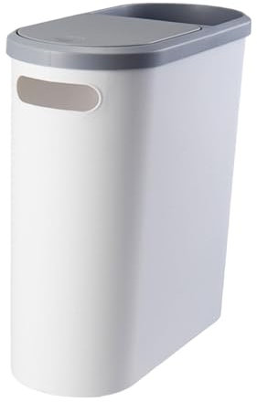 Milageto Papelera con Tapa a presión para baño, contenedor de Basura de Gran Capacidad para Espacio Estrecho, Papelera para Sala de Estar, baño y hogar