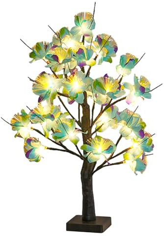Frühlingsdeko LED Baum Lichter,Ostern Baumbeleuchtung Warmweiß LEDs Mit Blättern Lichterbaum USB odr Batteriebetrieben Deko Beleuchtung Innen Lichterkette Innen Lampe für Deko Wohnzimmer (Schwarz)