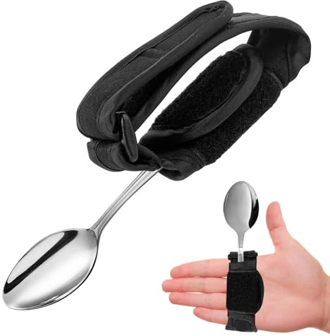 Universal Cuff Utensil Adjustable Holder Strap for Hand Grip, Adaptive Utensils Aids Spoon Fork Holder Strip, for Parkinson and Weak Grip Patient Disabled Adaptive Equipment