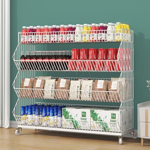 Generico Portafrutta e portaverdure, Grandi cestini portaoggetti in Filo Metallico impilabili 2 3 4 5, espositore per Snack Mobile per scaffali da supermercato con Ruote, Supporto per organizzatore p