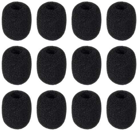 12 Stück Mikrofon Popschutz, Schwarz Mikrofon Windschutz mit div. Mikrofonen, Mini-Mikrofon Headset Windschutzscheibe, Mikrofon Schaumstoff für Klein Mikrofon,Lavalier-Kopfhörer