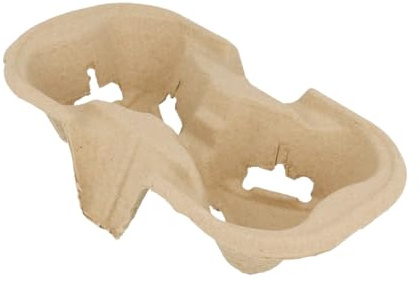 Bandeja Portavasos Biodegradable de 2 Huecos, Fibra de Papel Reciclado, Compatible con Vasos 7-8 oz, 240 Bandejas