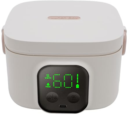 XUMIUZIY Boîte à Lunch électrique sans Fil, 500ml 25W Boîte à Lunch Chauffée Plus Rapide, Réchauffeur D'aliments Portable avec 7 Vitesses Chauffage, Mode D'isolation, 8800mAh Rechargeable