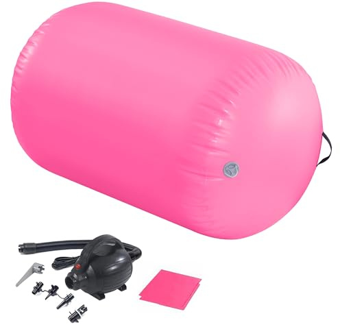 LSLIFE Luftrolle Aufblasbare Tumbling-Gymnastik Fass 60/75/90 cm Tumbling-Matte Luft-Tumble-Track-Matte Rückbeuge-Trainer mit elektrischer Luftpumpe für Training/Yoga/Backflip