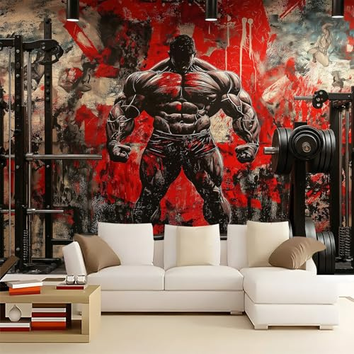 Generico Carta da Parati Moderna Attrezzature per il fitness 200x140 cm 3D Poster Gigante Carta da Parati, Tessuto Non Tessuto Fotomurale per Camera Letto, Soggiorno, Corridoio