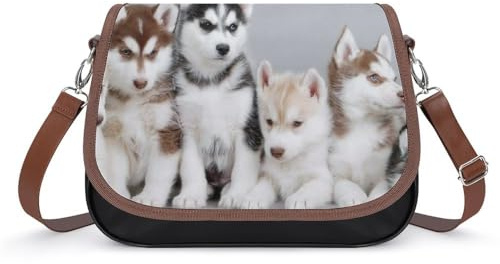 Cmagnifico axelväska, härlig husky crossbody-väska, läderhandväska för damer resa arbete daglig användning
