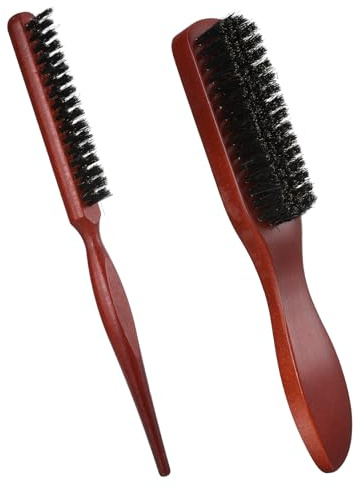 2 Pack Boar Bristle Brush, Hair Brush for Women and Men, Add Shine Improve Texture Reduce Frizz, for Slicking Back, Teasing, and Styling Fine or Thick Hairs and Styling Fine Hair to Create Volume