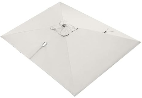 Copertura rettangolare di ricambio per ombrellone a sbalzo, 3 x 4 m, 8 stecche, tela di ricambio per esterni, patio, protezione dai raggi UV (beige, piano singolo, 3 x 4 m), Bianco sporco