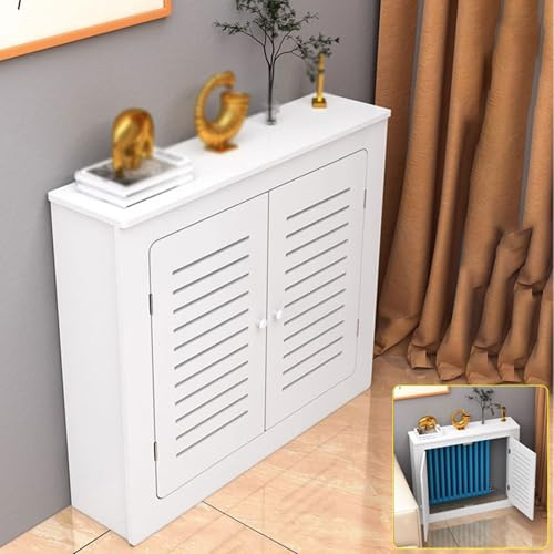 Copertura per radiatore moderna in PVC e legno, design a 2 ante, facile da installare, protegge per soggiorno e camera da letto, dimensioni standard 50 x 70 x 25 cm