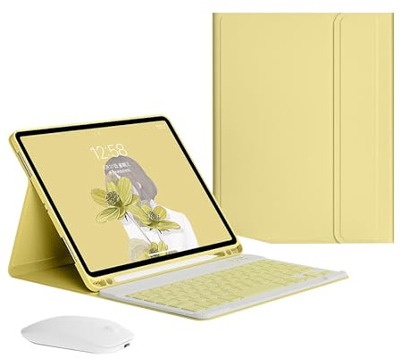 Funda Teclado para iPad Mini 2/3/4/5 de 7,9 Pulgadas, Ratón y Teclado Bluetooth inalámbrico magnético Desmontable,Lemon Yellow