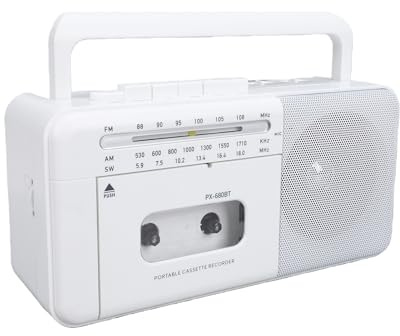XUMIUZIY Retro Kassettspelare, Retro AM FM SW-radio med Hörlursuttag, Bärbar AC-batteridriven Kassettbandspelare för Hemresor
