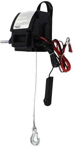 Montacargas eléctrico Polipasto Eléctrico Cabrestante eléctrico de 12v y 300w, tracción de cuerda marina de 907kg, control remoto con cable portátil para coches