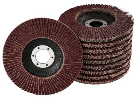 Lot de 10 disques à lamelles Ø 125 mm, grain 120, marron, de qualité professionnelle, pour métal et bois, pour meuleuse d'angle, disques à lamelles, disques abrasifs, disques abrasifs, meules