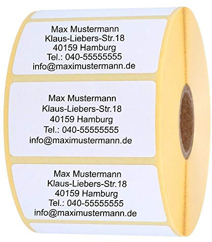 INDIGOS UG Adressetikette - Namensaufkleber - weiß - 200 Stück personalisierbar - selbstklebend - 40 x 22 mm - verschiedene Varianten