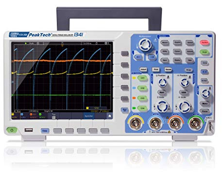 PeakTech P 1341 – 4-Kanal Speicher-Oszilloskop 100 MHz - Max. 1 GS/s mit USB, LAN Schnittstelle & 8 Hochauflösendes TFT Farbdisplay, Speichertiefe 40 Mio. Punkte, FFT- & XY- Modus, DSO, P 1341