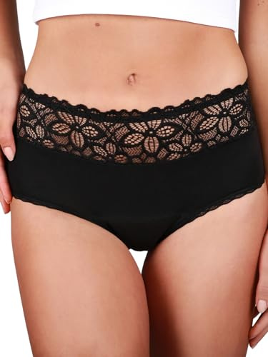 Deluxe Organic, Periodenunterschwäche Damen, Periodenslips, Periodenslip | Ersetzt bis zu 2,5 Tamponwechsel, leichte bis mittelstarke Tage, mit Spitze, Bio-Baumwolle, PFAS-frei, Periodenunterwäsche