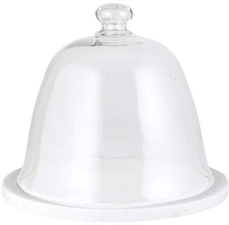 SB Design Studio Table Sugar Marble Domed Cake Plate, 10 x 10, White