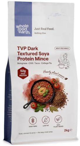 Wholefood Earth TVP Dark Textured Soya Protein Mince 2 kg | GMO Free | High Fiber | High Protein