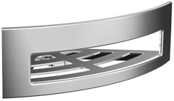 Emco SYSTEM2 - Cestino per doccia angolare da avvitare, cestello rimovibile separatamente, ripiano per doccia di alta qualità, in metallo, per utensili da bagno, cromato