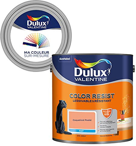 Ma Couleur Sur-Mesure par Dulux Valentine – Peinture Intérieure Murs, Plafonds, Boiseries - Palette Jeu, Pièce à Vivre Mat, Coquelicot Pastel, 2,5 L