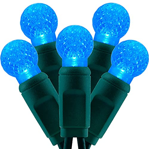 YULETIME Blue One-Piece G12 Raspberry Christmas Lights 140 Count 48 Feet, 2 Sets 70 LED 24 ft High Waterproof UL Certified String Light (Blue)