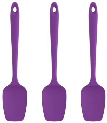 U-Taste Silikon Kochlöffel, 315℃ hitzebeständiger, 3er-Set, Lila | 29cm Spatel, Antihaft-Gummischaberlöffel, Flexibel Servierlöffel Küchenutensilien für Antihaftbeschichtetes Kochgeschirr