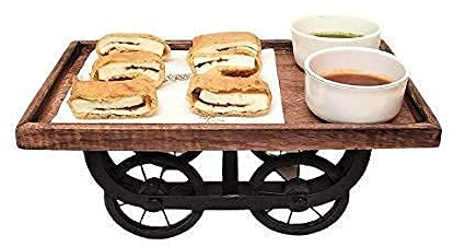Zifron Wood Store Wooden Platter/Thela Trolley/Thela Serving Tray Snack Platter Tray | Serving Tray| Multipurpose Tray| Tray Decoration| Tray for Storage| Great Gift as Table Decor