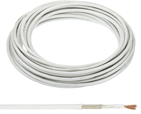 PATIKIL 16.4Ft 14AWG High Temperature Wire, -60-350 Degrees Celsius Mica Glass Fiber Electronic Wire Insulated Heat Resistant Electronical Flexible Cable for Lamp Boiler Heater, White