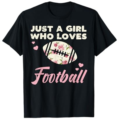 Just A Girl Who Loves American Football Flowers Girls Women T-Shirt