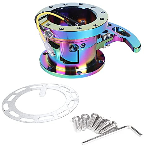 Steering Wheel Release,Tilt Flipped Racing Steering Wheel Quick Release Hub Kit Stainless Steel Removable Adapter(Colorful)