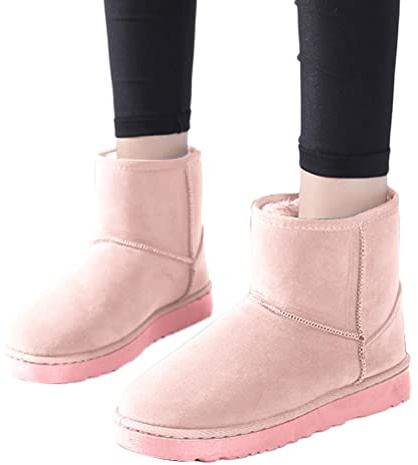 Osheoiso Bottes de Neige Femme Filles Bottes Hiver Fourré Chaude Plats Confort Bottines Casual Chaussures Vintage Extérieur Thermique Ultra léger Antidérapant Pas Cher