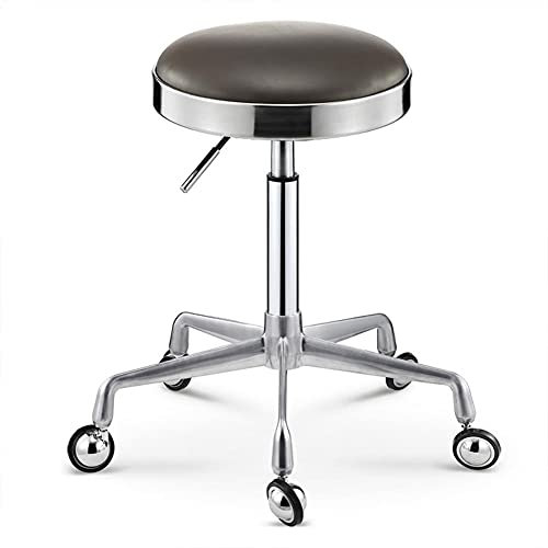 Friseurstuhl Salon Friseurrolle Stuhl Runder PU-Leder Rollstuhl Salon Hocker Stuhl, verstellbar weiß 45 cm bis 58 cm (Farbe: C)
