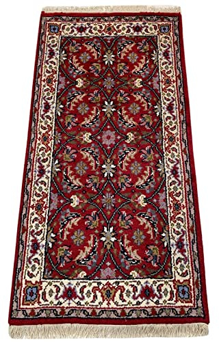 WAWA TEPPICH D16 Wollteppich Rot 70 x 140 cm 100% Wolle handgeknüpft | Handgeknüpftes Unikat mit individueller Zeichnung; charaktervoller Wohnakzent und vielseitig kombinierbar