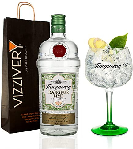 Gin Tanqueray Rangpur Lime con Bicchiere Coppa da Gin Originale Tanqueray in Omaggio - 41,3% Vol. 1000 ml
