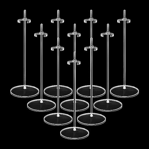 HMIEPRS 10 Stück Acryl Puppenständer für 11-13 Zoll Puppen | Verstellbar Puppen Ständer Unterstützung, Transparenter Puppen Display Halter, Puppenzubehör für Barbie Puppen Actionfiguren