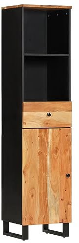 vidaXL Badschrank, Badezimmerschrank mit viel Stauraum, Hochschrank Badkommode mit Eisenbeinen, Beistellschrank Badmöbel, Massivholz Akazie
