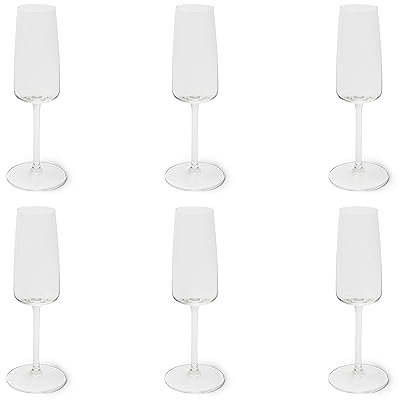 Excelsa Barolo Set 6 Flute Trasparenti, Vetro Soffiato, Capacità 210 Ml.