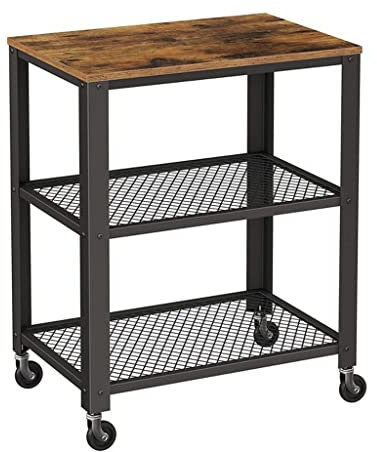 Pimex Trolley Service Cart 3 Tier Storage Rack With Wheels Multifunctional Trolley Restaurant Food Delivery (D 23.6 * 30.6CM)