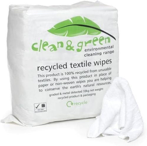 LMB Supplies Ltd LMB Supplies White Cleaning Rags - 10KG Cotton Wiping Cloths, Lint-Free, 10KG Bulk Pack - Ideal for Industrial, Automotive, and Janitorial Cleaning - Recycled Material