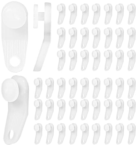 50 Pcs Plastic Curtain Hooks Curtain Roller Curtain Track Gliders White Traverse Rod Slides Curtain Track Glider Hooks Cross-bar Slide Rail Replacement Parts Plastic Curtain Rail Track Hooks