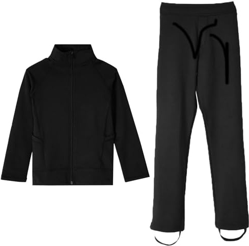 CuLtp Figure Skating Jacket Pants, Elastic Waist Figure Skating Jacket With Trousers Set Boys Mens Tights Training Wear Getaway Design Stretch Ice Skating Training Outfits