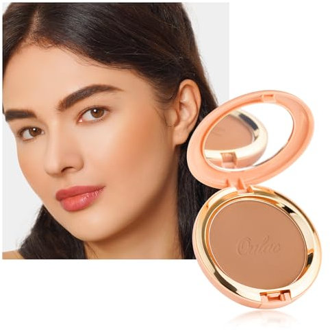 Oulac Satin Matt Bronzer Puder Gesichts Makeup mit Spiegel, Hochpigmentiertes Bronzing Powder Bronzing Blush Dual Purpose, Sonnengeküsster Natürlicher Look, Vegan & Cruelty-Free BS01