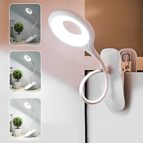 ChaneeHann Lampe de Lecture, Rechargeable USB Câble Lampe de Bureau Pince, 360° Flexible Lampe Pince pour Lit, 20 LED Portable Lampe Tactile, 3 Niveaux de Luminosité, pour Étude et Travail