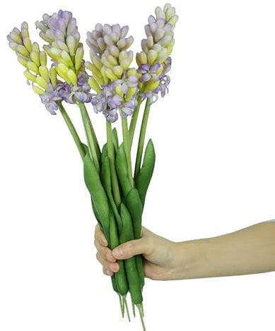 BQEE Künstliche Hyazinthen-Blumen, 41,9 cm langer Stiel, künstliche Blumensträuße, handgefertigte Kunstblumen für Hochzeitsdekoration (lila)