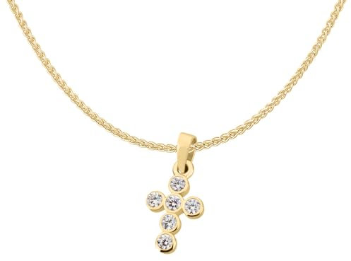 Ardeo Aurum Damen Schmuck-Set aus 333 Gold Gelbgold Kreuz Anhänger Zopfkette Länge 45 cm