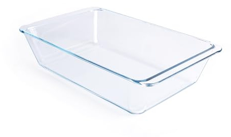 Deep Clear Glass Baking Dish, Rectangular Tempered Glass Baking Pan, The Largest casserole dish. -5.4 Liter
